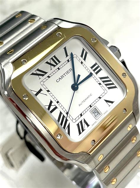 cartier santos large two tone